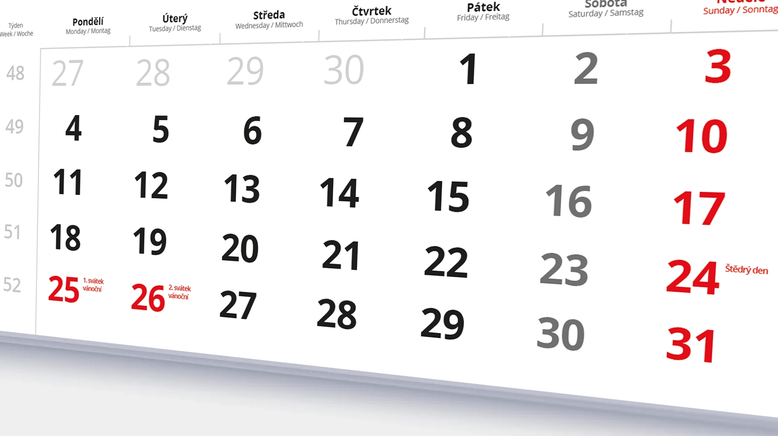 calendar pages three